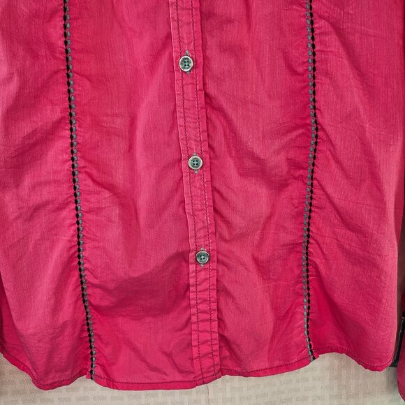 Roar Pink Embroidered Western Button-Down Shirt With Zipper detail - Picture 3 of 11